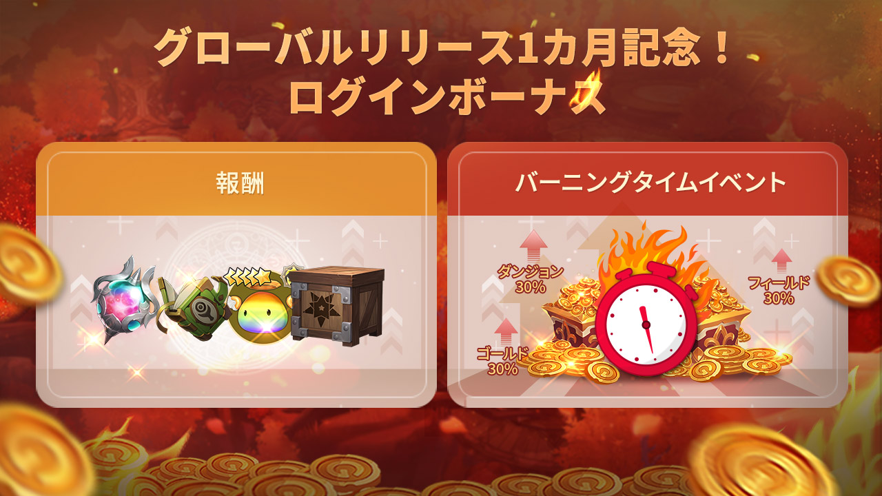 グローバルリリース1カ月記念！ログインボーナス＆ホットタイム実施